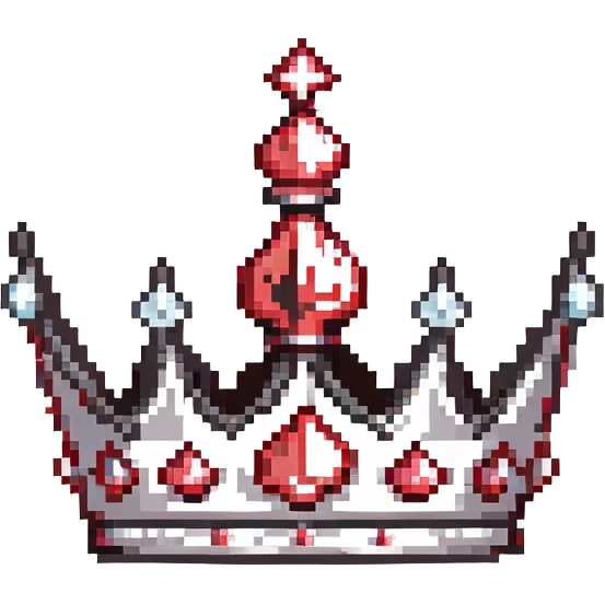 black crown with red jewels, with a subtle sparkle effect emoji