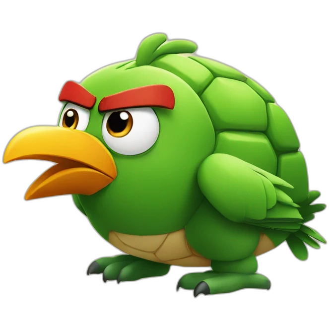 Angry bird sur Tortue emoji