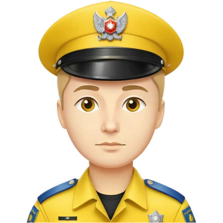 Russian police officer with yellow hat and yellow uniform instead of traditional blue emoji
