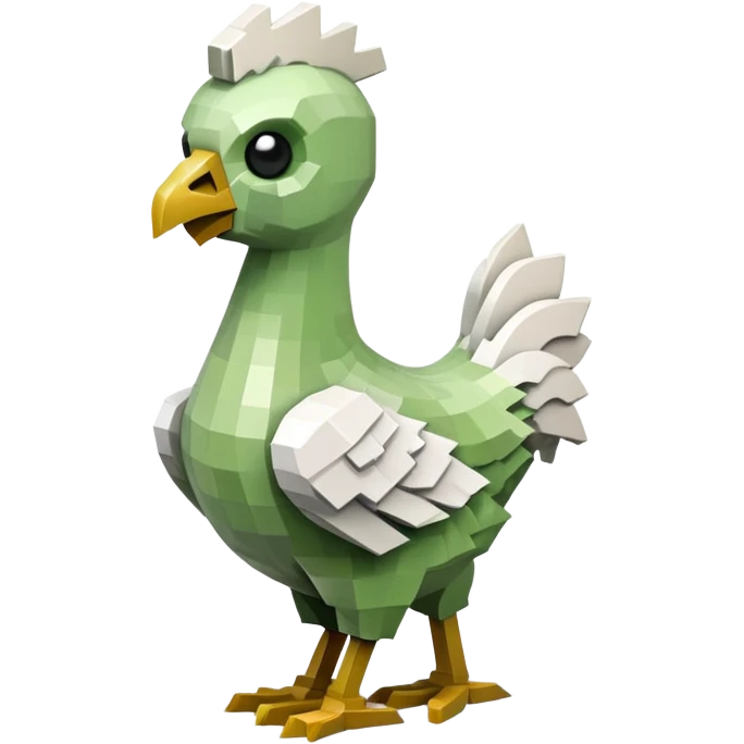 small square-shaped Minecraft zombie riding a small white chicken emoji