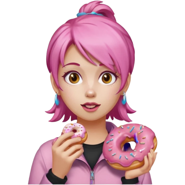 pink hair fat girl eating donuts emoji