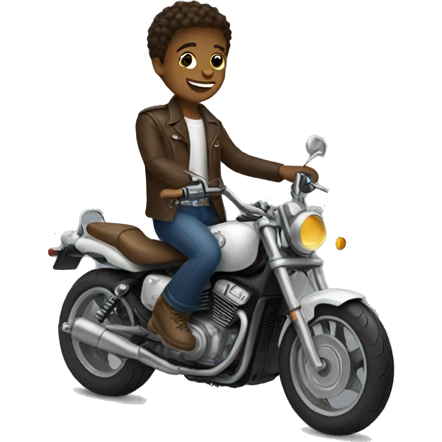 Boy loves motorcycle emoji
