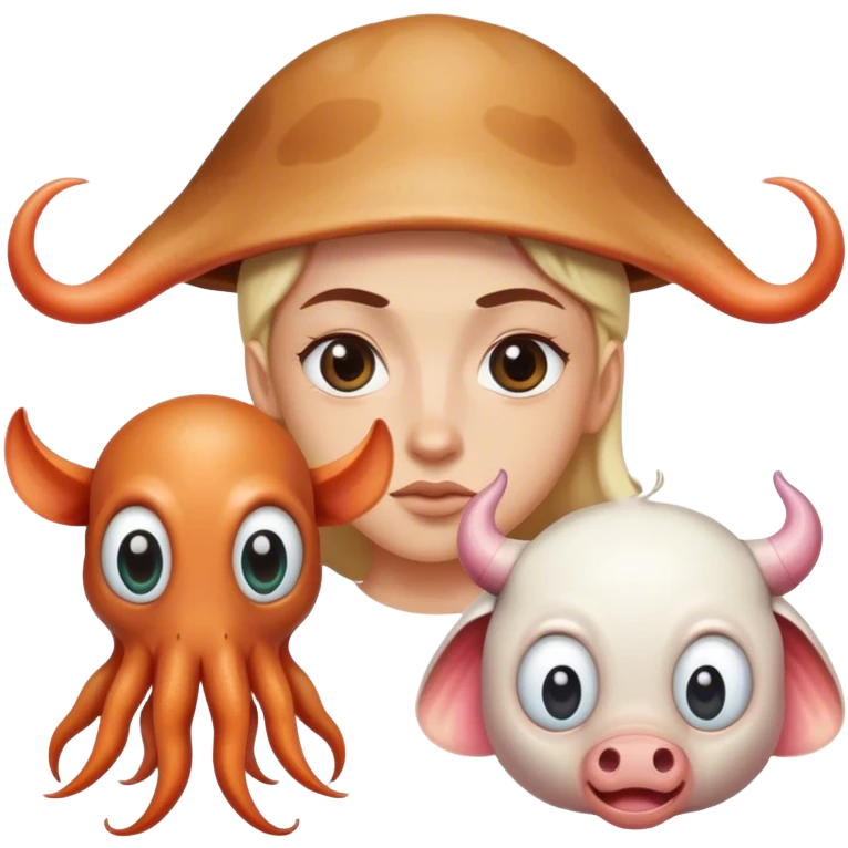 👁️+🦑+🐮 emoji