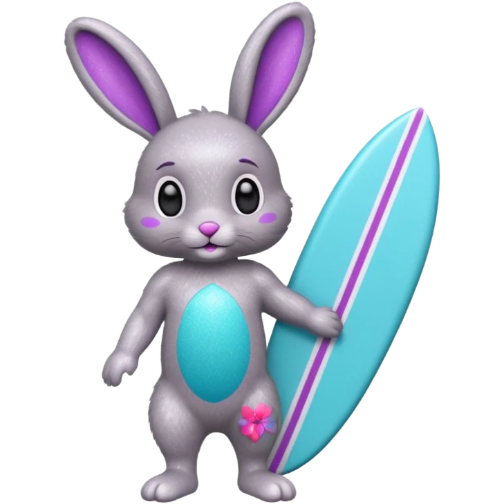 glitter gray bunny purple cian surf emoji