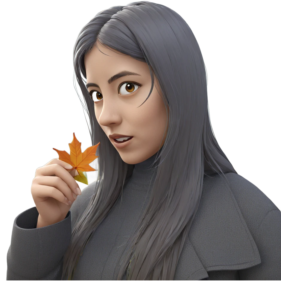 girl holding leaf in autumn emoji