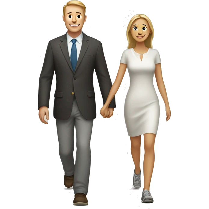 white man with woman happy walking together emoji