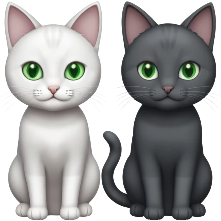 2 different coloured grey cats including one dark grey and white cat and one completely solid dark grey cat with green eyes and only white paws emoji