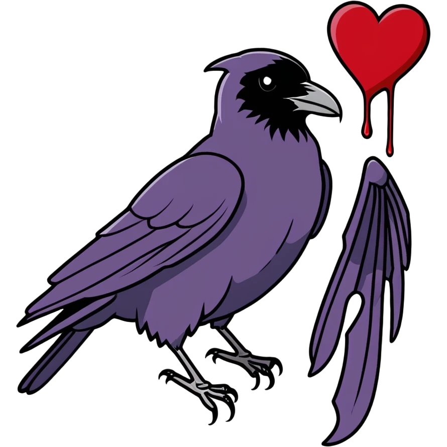 Raven pecking bleeding heart to pieces  emoji