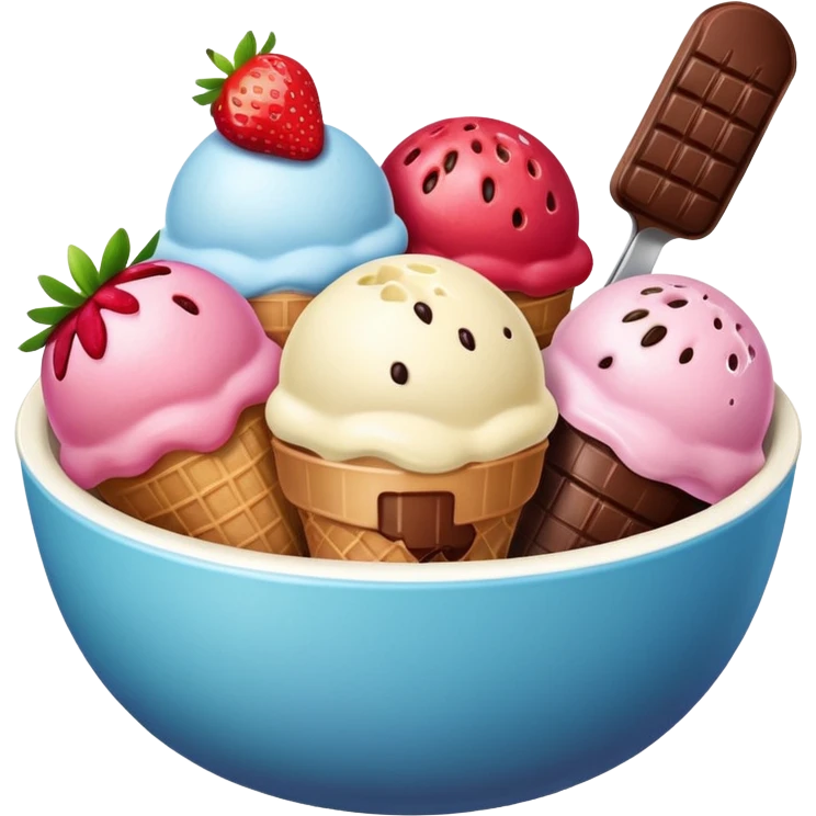 different icecream scoopsicecream in bowl emoji