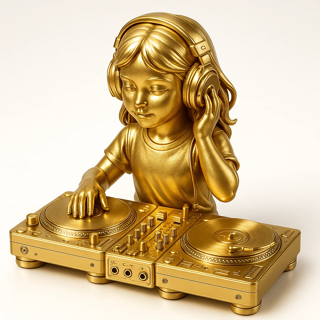 girl playing DJ set emoji