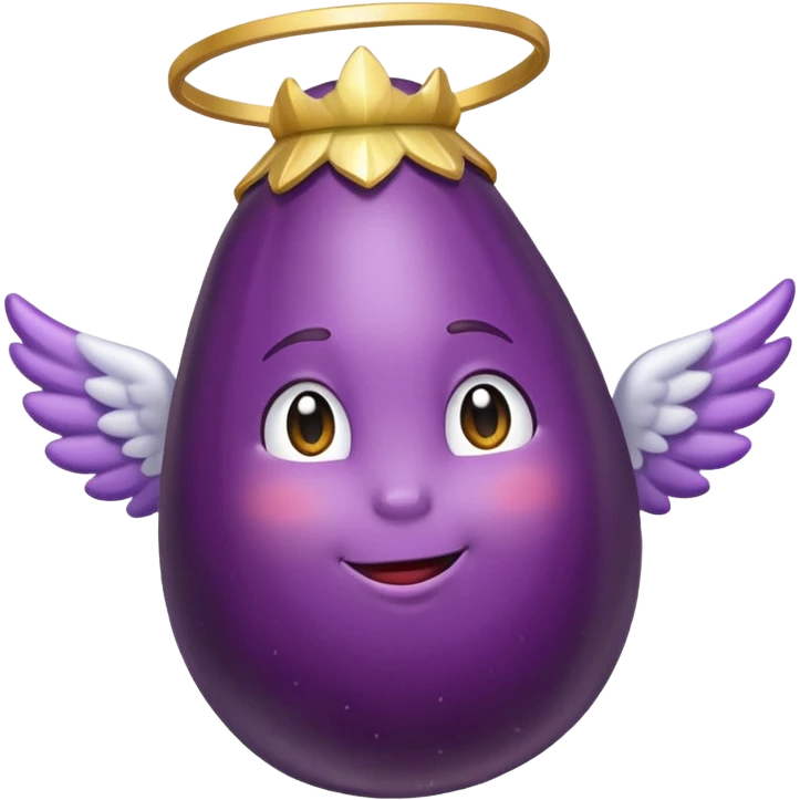 Realistic eggplant from the side wearing an angel halo emoji
