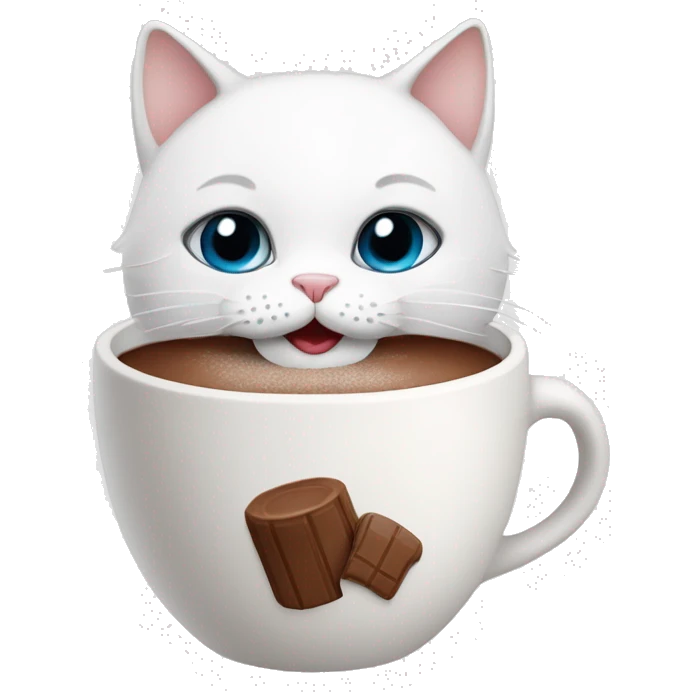 White cat with hot chocolate  emoji