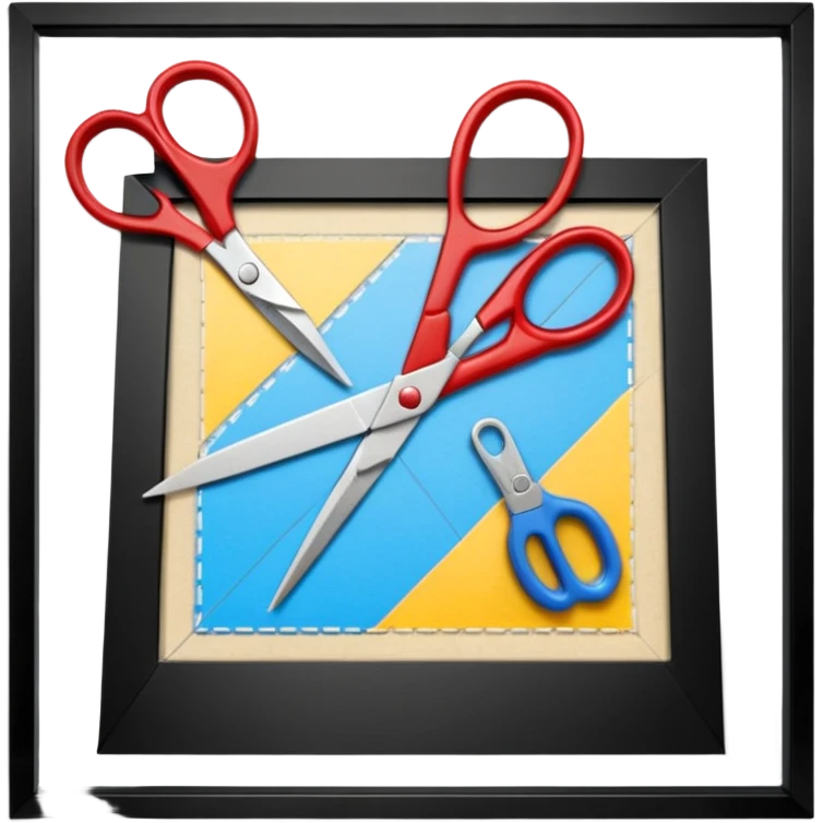 Représente moi une création de maquette avec des ciseaux du papier du scotch du fil etc emoji