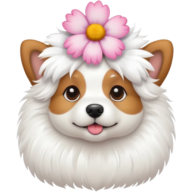 Cute dog flower on top of head emoji