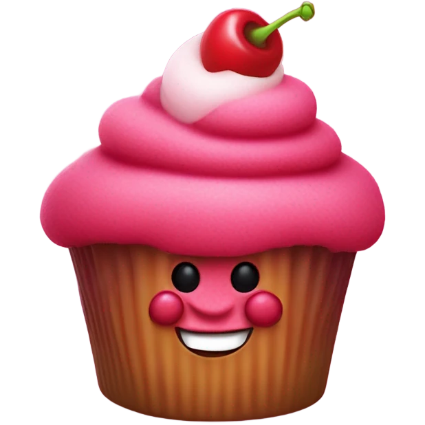 Raspberry and cherry anthropomorphic cupcake skateboarding over a river valley  emoji