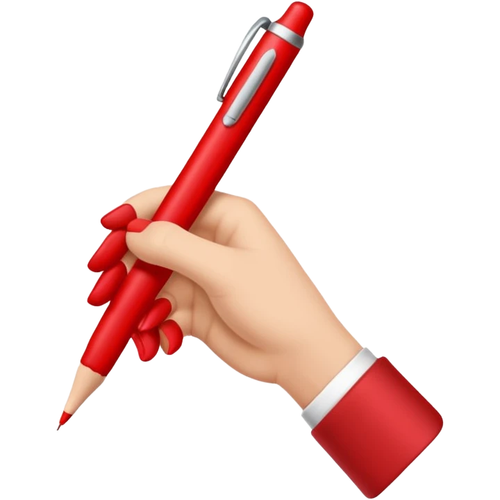рука телесного цвета пишет красной ручкой emoji