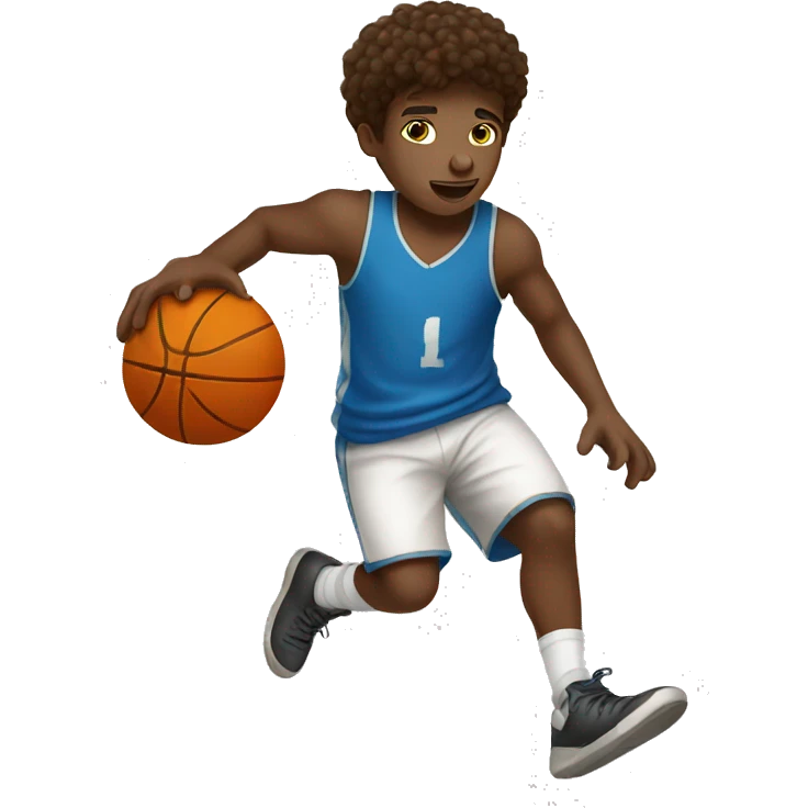 Brown hair boy playing basketball emoji