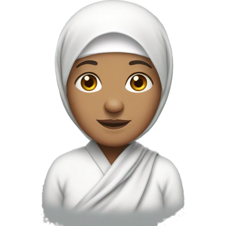 Muslim, elderly person with wrinkles, wearing a white headscarf. emoji