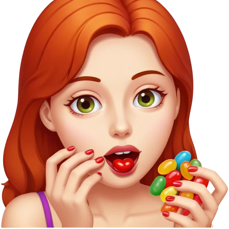 Woman eating jellybeans emoji