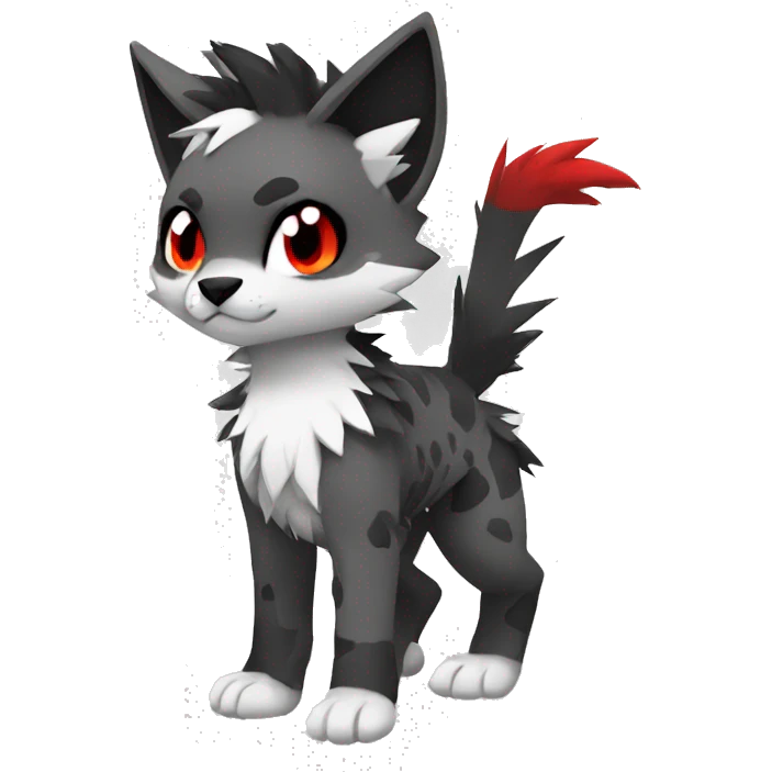 cool edgy black white grey punk red animal hybrid Fakemon full body emoji