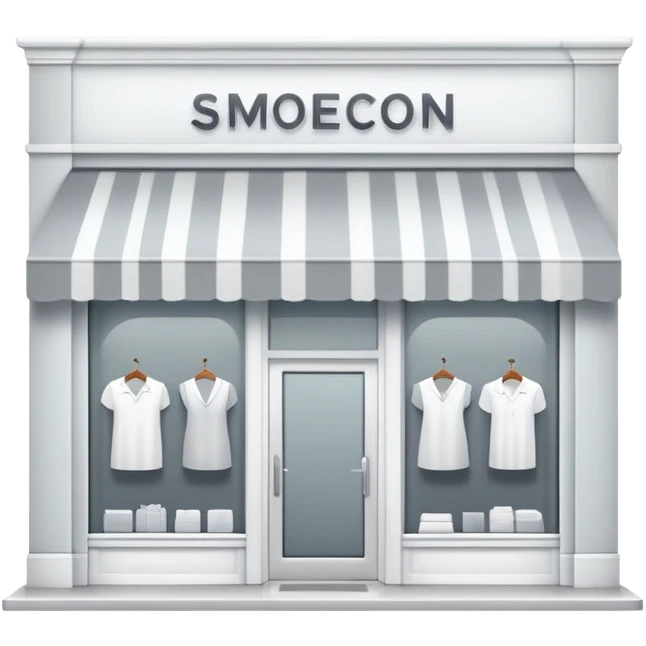 Simple clean storefront icon with soft accents, modern clothing store facade, minimalist design with polished look emoji