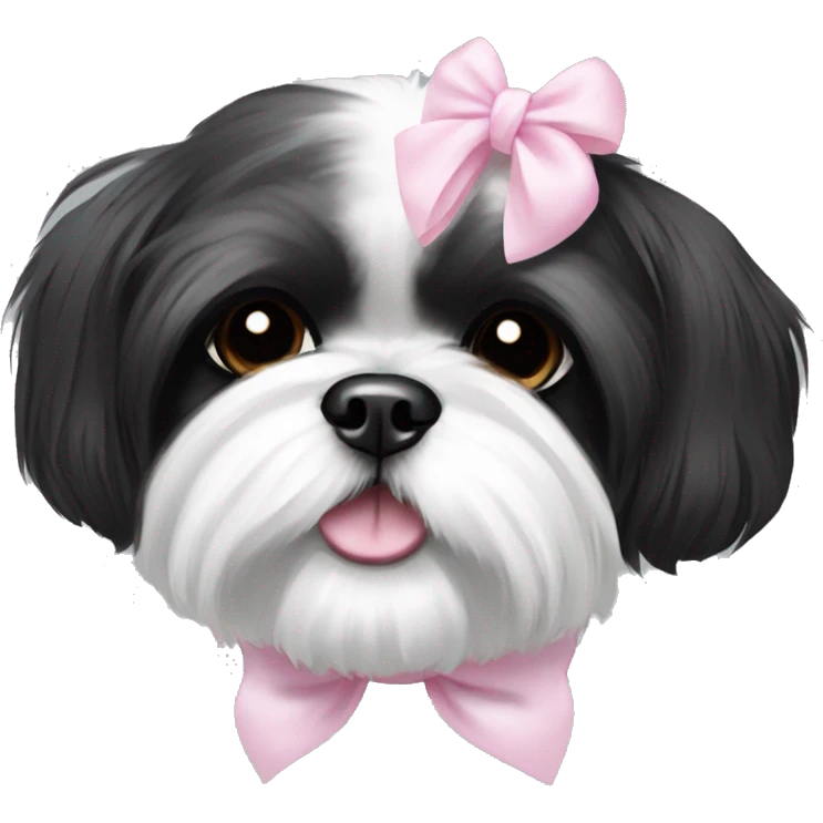 black and white shih tzu with light pink bow emoji