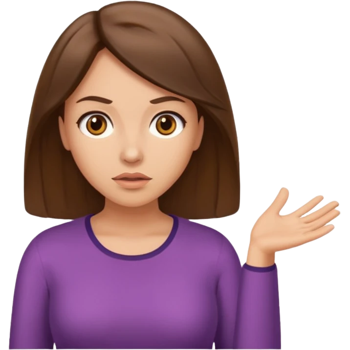 Woman shrugging with brunette hair and light tan skin emoji