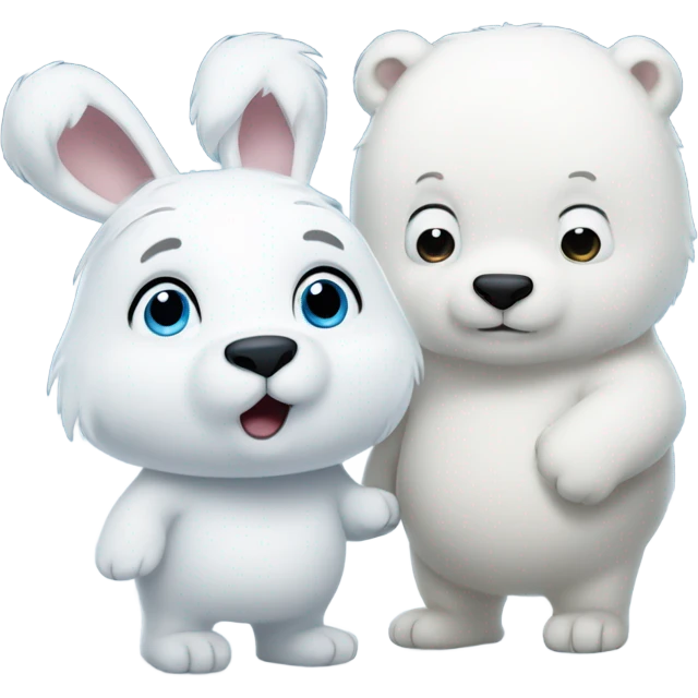 Snow Rabbit and ice bear face to face  emoji