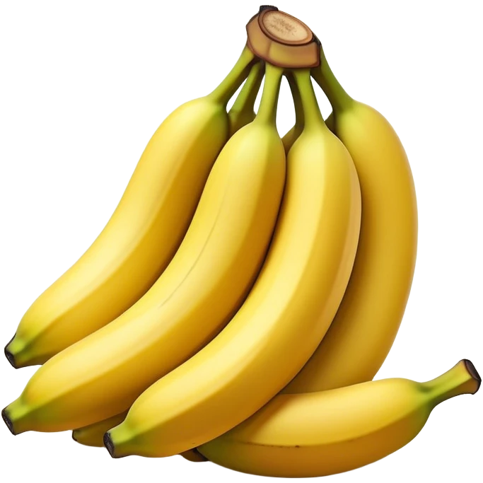 Cinematic bright yellow bananas, smooth peel with gentle curves, slightly ripened, stacked in a charming bunch, warm glowing background, soft and inviting. emoji