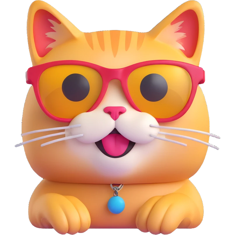 cat wearing sunglasses, vibrant and expressive, 3D emoji style emoji