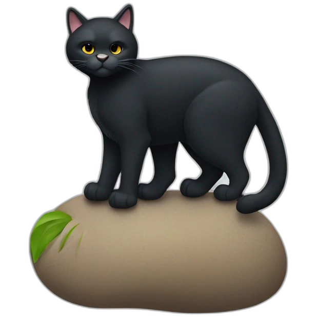 Big black cat with Big foot emoji