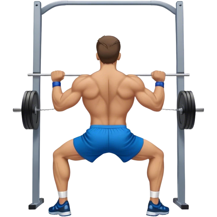 back view of buff man with blue shorts doing cable face-pulls exercise emoji