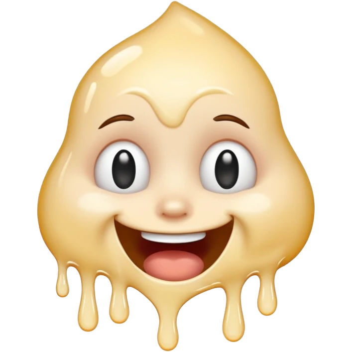 una faccina felice che si scioglie insieme a un liquido bianco emoji