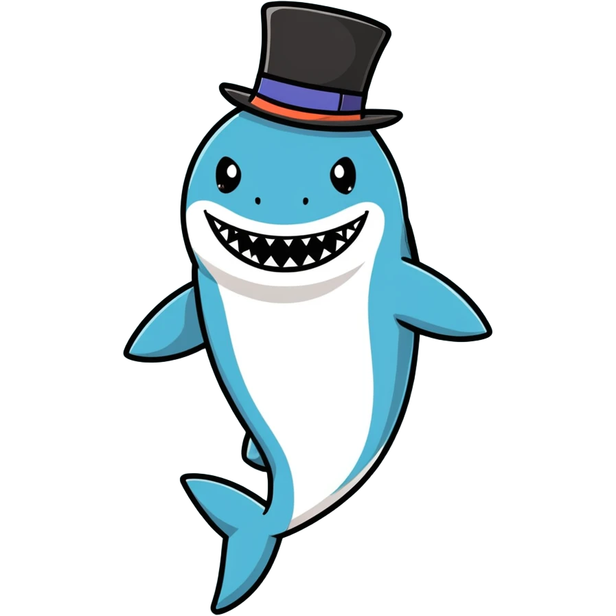Shark with a top hat emoji
