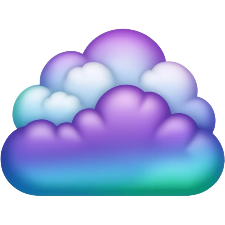 purple and green and blue gradient fluffy cloud no face emoji