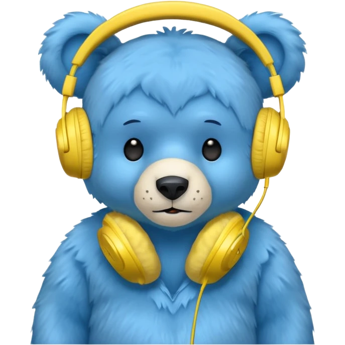 blue bear with yellow headphones emoji