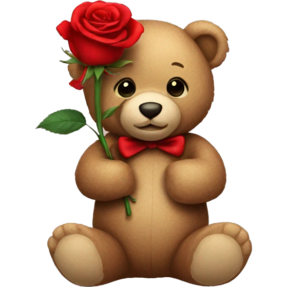Teddy bear holding a red rose emoji