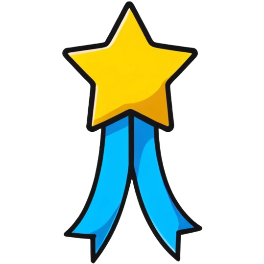 Achievement badge with star and ribbon emoji