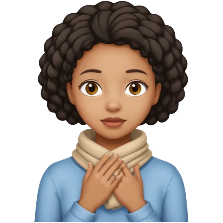 black girl with her hands wrapped around her neck emoji