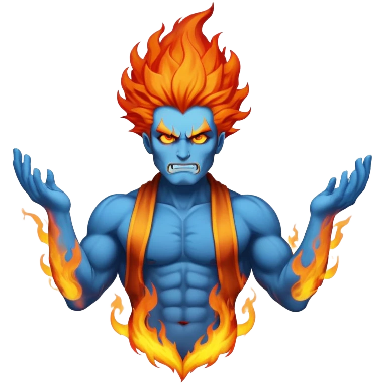 Hades blue god with flaming hair emoji