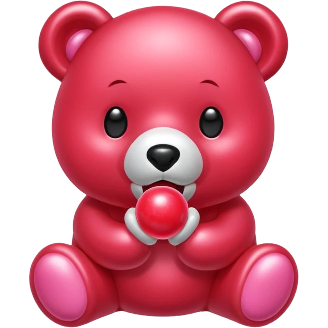 Gloomybear red bubblegum in mouth emoji