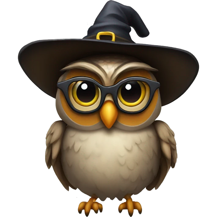 Owl with glasses and a witch hat emoji
