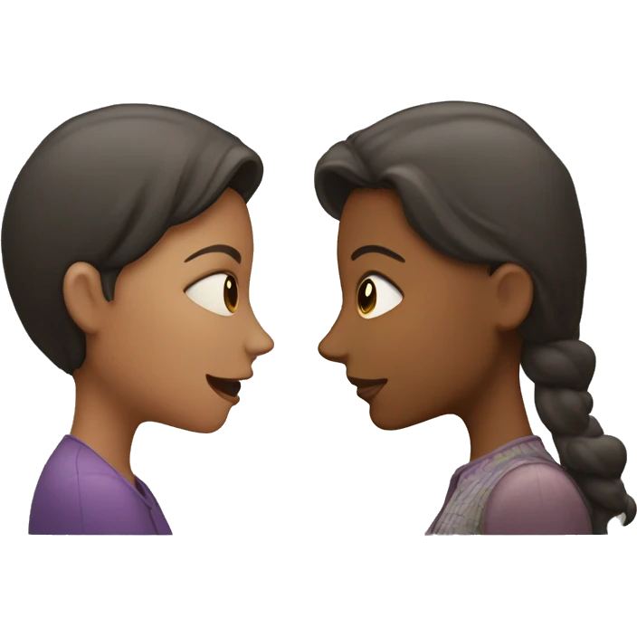 One woman whispers into the ear of another woman closing by hand emoji