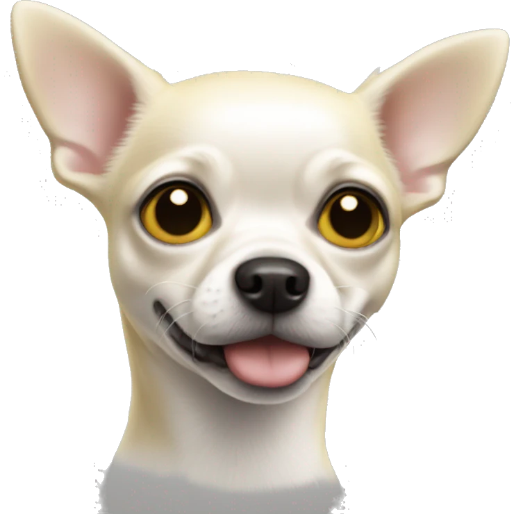 White Chihuahua with a yellow back and a black nose emoji