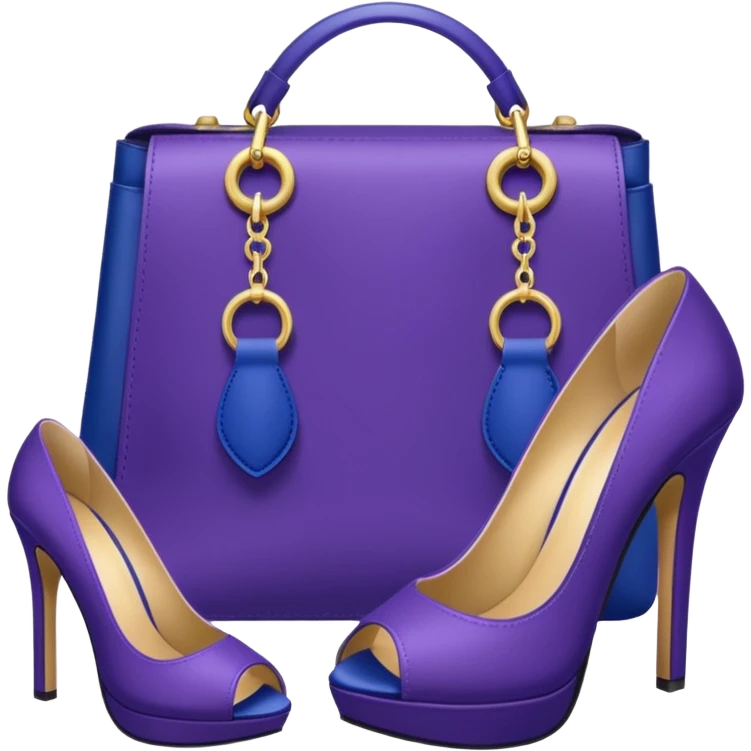 royal purple heels, cosmetics 💄 and deep blue bag emojis emoji