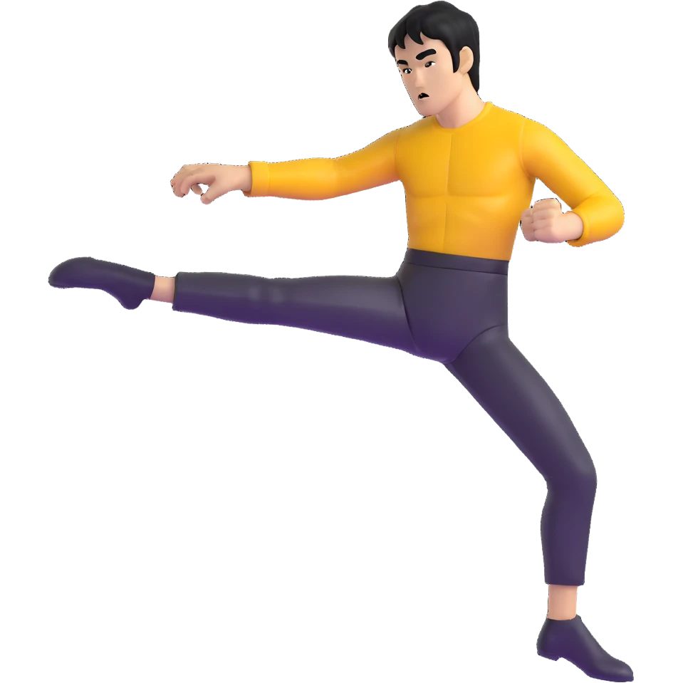 Bruce Lee performing his famous one-inch punch martial arts move emoji