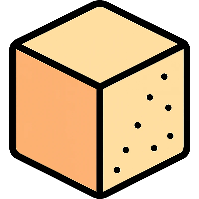 realistic sugar cube icon with color and black outlines emoji