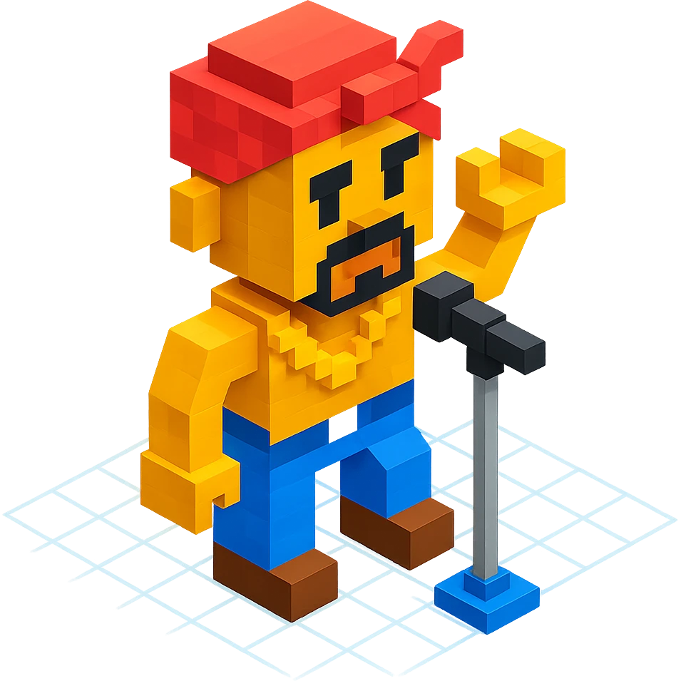 Lego 2Pac in a concert pose with a microphone stand emoji