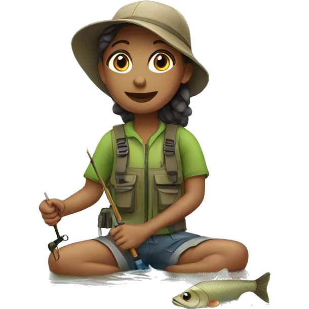 Girl fishing  emoji