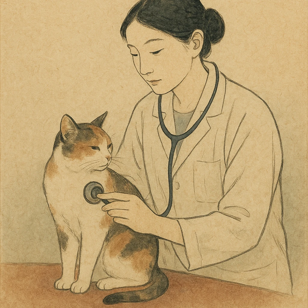veterinarian examining a cat emoji
